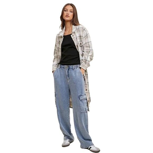 Wishlist Apparel Violet Plaid Shacket Jacket L - Picture 7 of 15